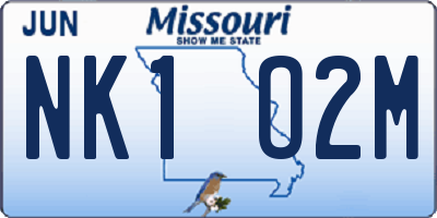 MO license plate NK1O2M