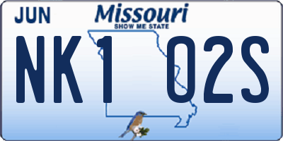 MO license plate NK1O2S