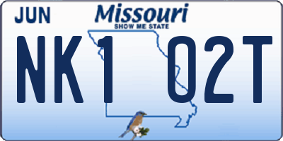 MO license plate NK1O2T