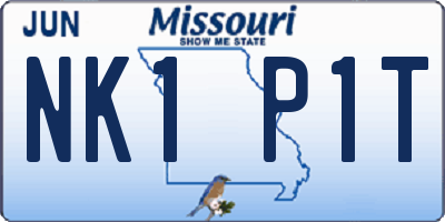 MO license plate NK1P1T