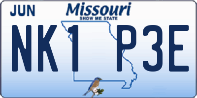 MO license plate NK1P3E