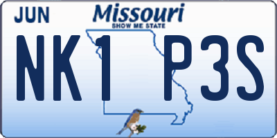 MO license plate NK1P3S