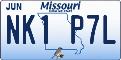 MO license plate NK1P7L