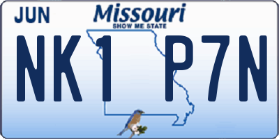 MO license plate NK1P7N