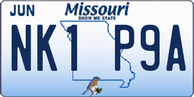 MO license plate NK1P9A
