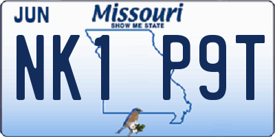 MO license plate NK1P9T