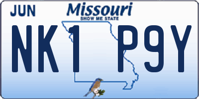 MO license plate NK1P9Y