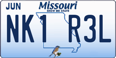 MO license plate NK1R3L