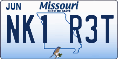 MO license plate NK1R3T