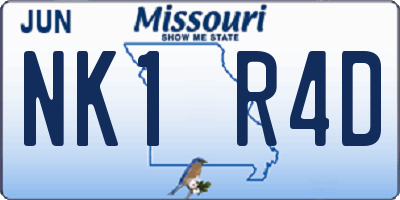 MO license plate NK1R4D