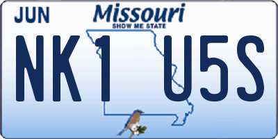 MO license plate NK1U5S