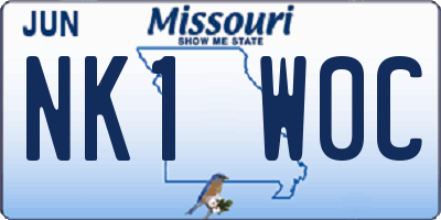 MO license plate NK1W0C