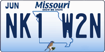 MO license plate NK1W2N