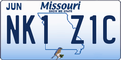 MO license plate NK1Z1C