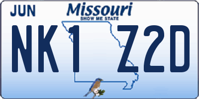 MO license plate NK1Z2D