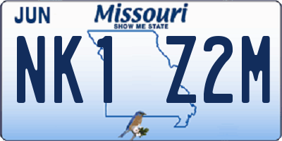 MO license plate NK1Z2M