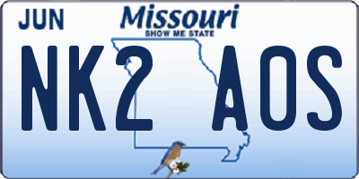 MO license plate NK2A0S
