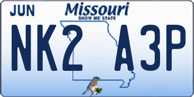MO license plate NK2A3P