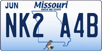 MO license plate NK2A4B