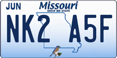 MO license plate NK2A5F