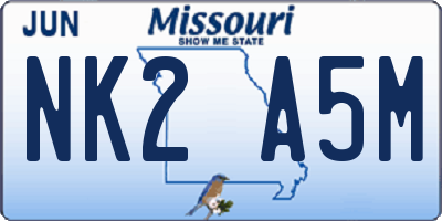 MO license plate NK2A5M