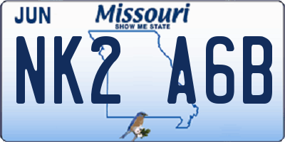 MO license plate NK2A6B