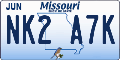 MO license plate NK2A7K