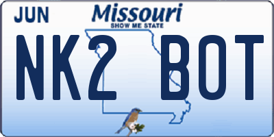 MO license plate NK2B0T