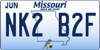 MO license plate NK2B2F