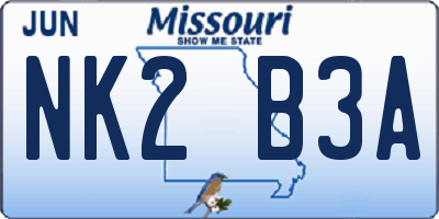 MO license plate NK2B3A