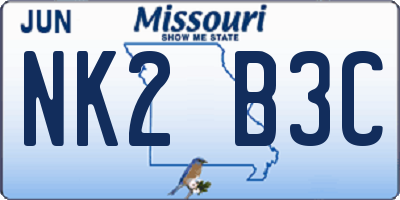 MO license plate NK2B3C