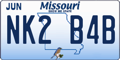 MO license plate NK2B4B