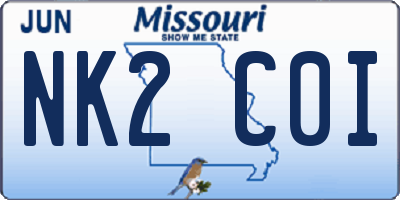 MO license plate NK2C0I