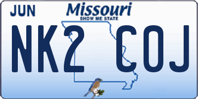 MO license plate NK2C0J