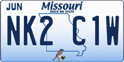 MO license plate NK2C1W