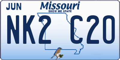 MO license plate NK2C2O