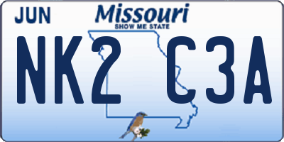 MO license plate NK2C3A