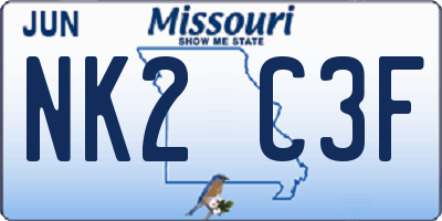 MO license plate NK2C3F
