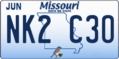 MO license plate NK2C3O