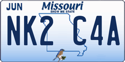 MO license plate NK2C4A