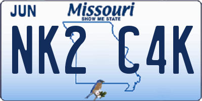 MO license plate NK2C4K