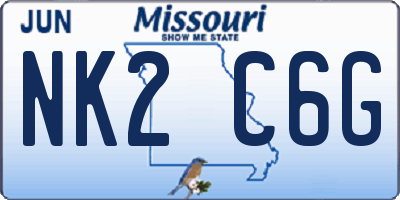 MO license plate NK2C6G