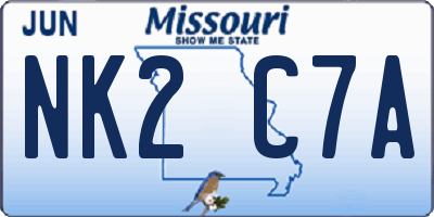MO license plate NK2C7A