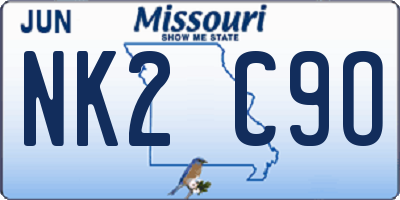 MO license plate NK2C9O