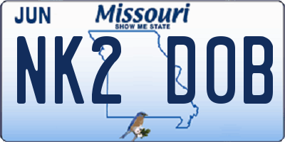 MO license plate NK2D0B