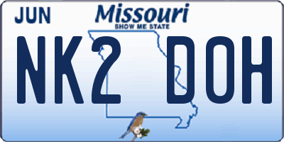 MO license plate NK2D0H