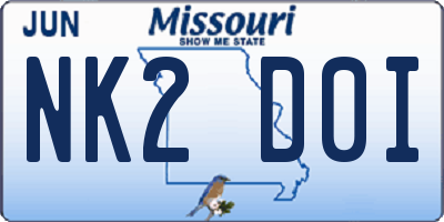 MO license plate NK2D0I