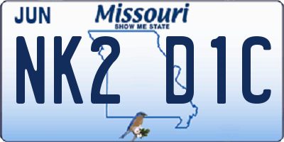 MO license plate NK2D1C
