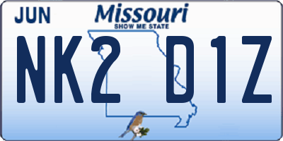 MO license plate NK2D1Z