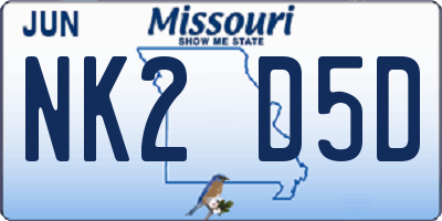 MO license plate NK2D5D